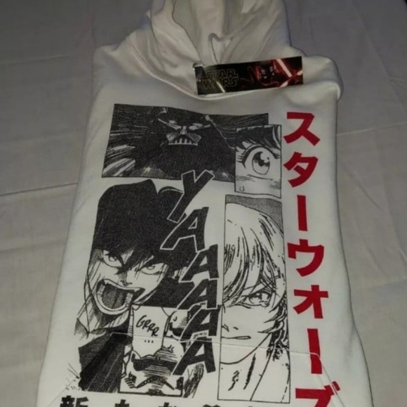 Star Wars V Fifth Sun Japanese White Graphic Print Hoodie Size Large Unisex - Picture 6 of 6